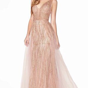 CINDERELLA DIVINE PROM GOWN - NWT SIZE S - PINK AND GOLD